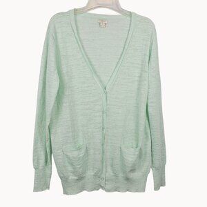 J.Crew Cardigan Womens LG Mint Green Cottage Granny Core Neutral Knit Sweater